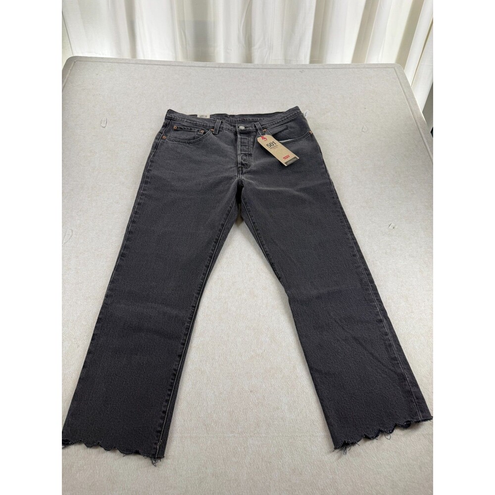 Levi's Womens 501 Original Cropped Jeans 31 x 26 Black High Rise Raw Hem NWT